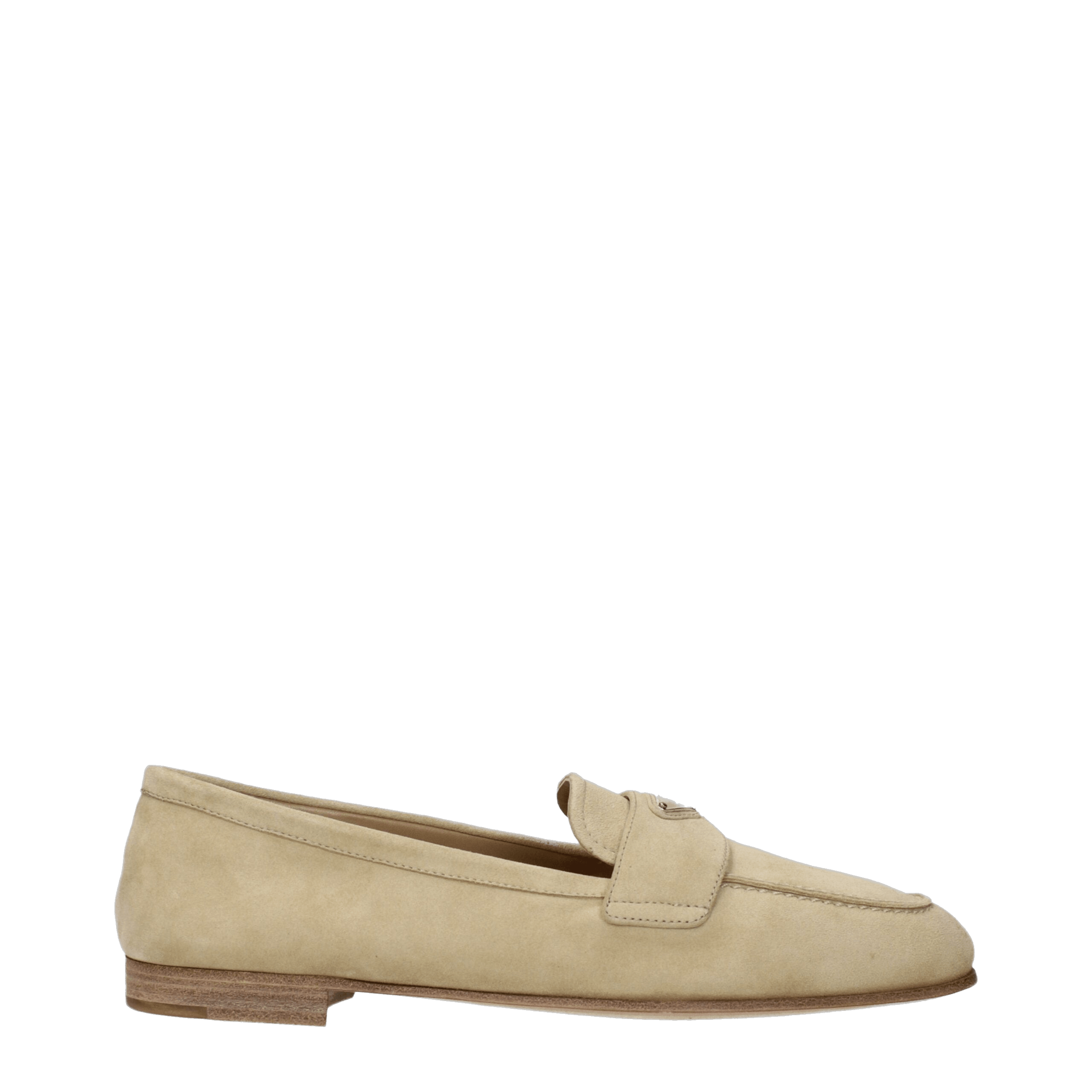 Prada Beige Leather Slip On Loafers