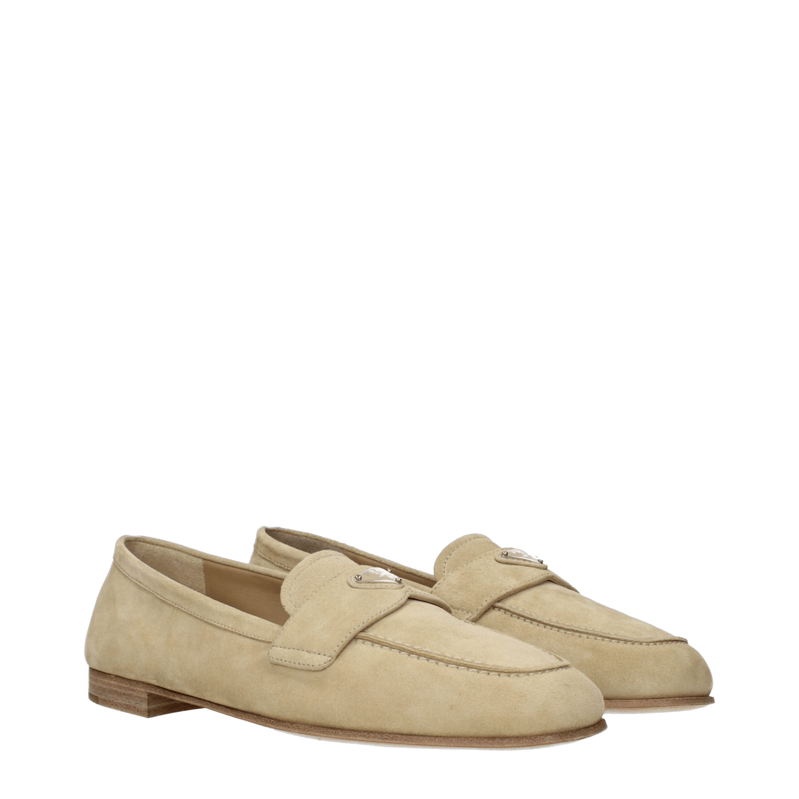 Prada Beige Leather Slip On Loafers Glam Steals