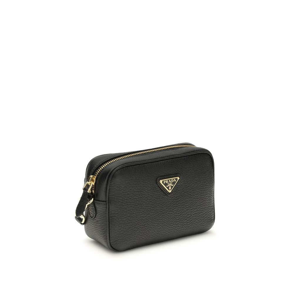 Prada Black Calf Leather Bos Taurus Shoulder Bag Glam Steals