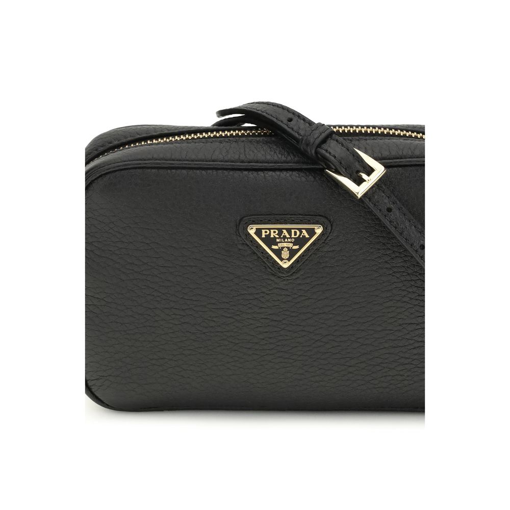 Prada Black Calf Leather Bos Taurus Shoulder Bag Glam Steals