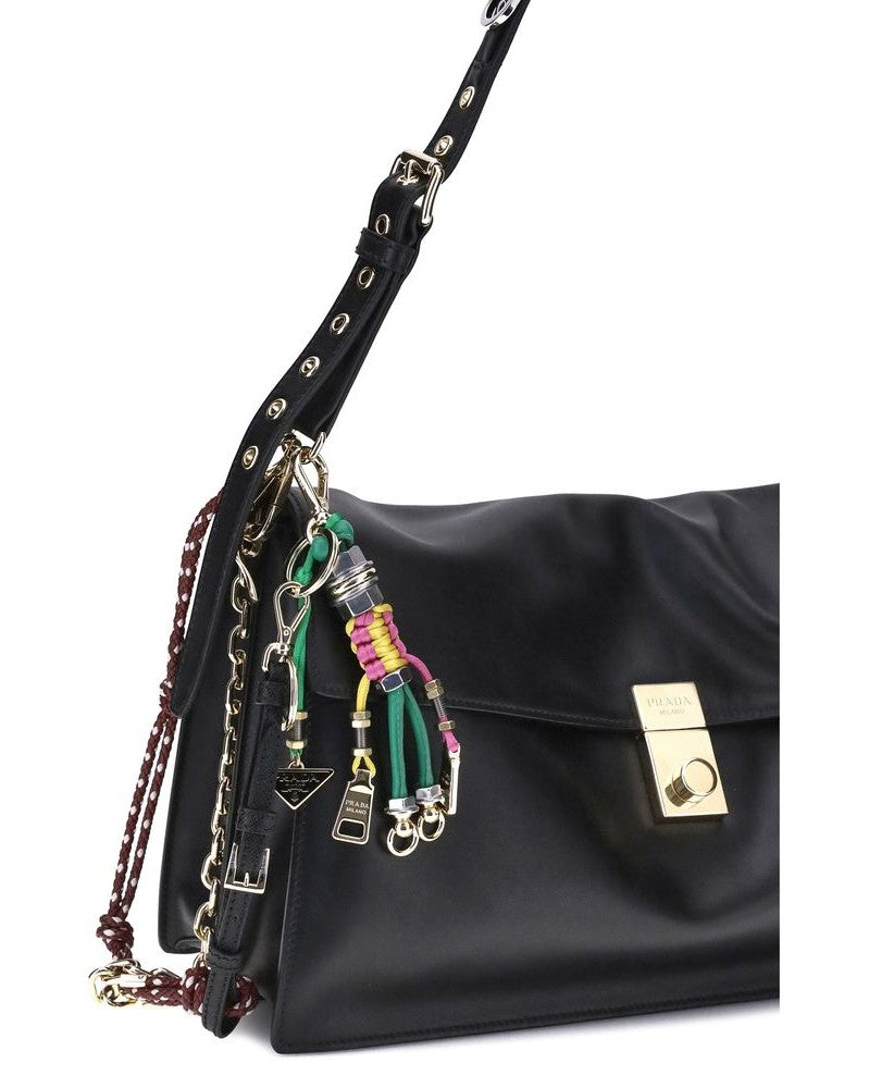Prada Black Calf Leather Bos Taurus Shoulder Bag Glam Steals