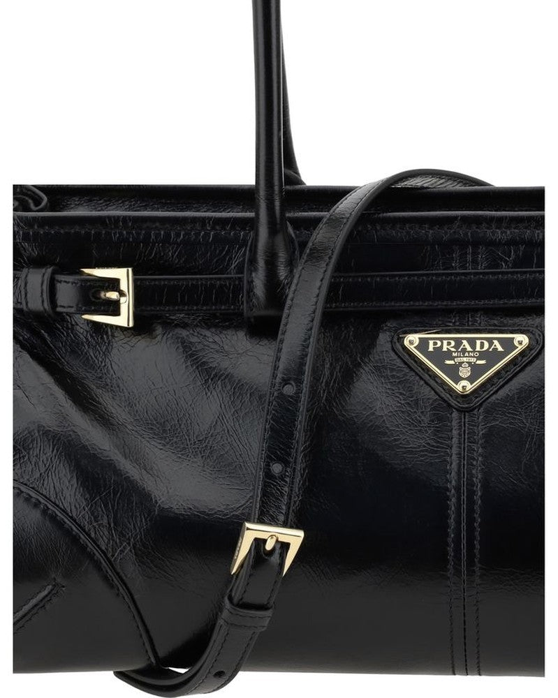 Prada Black Calf Leather Bos Taurus Shoulder Bag Glam Steals