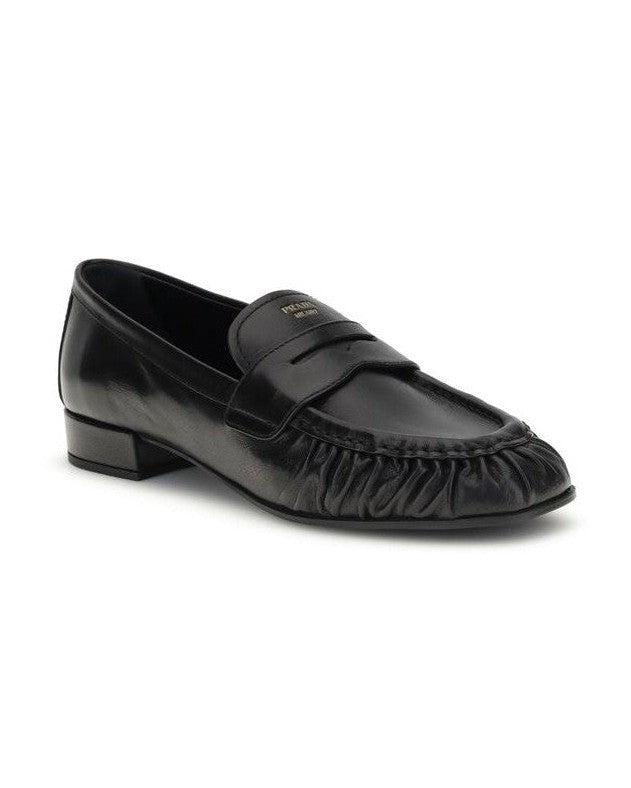 Prada Black Calf Leather Bos Taurus Slip On Loafers Glam Steals
