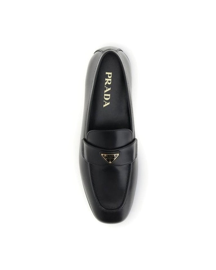 Prada Black Calf Leather Bos Taurus Slip On Loafers Glam Steals