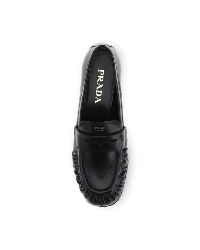 Prada Black Calf Leather Bos Taurus Slip On Loafers Glam Steals
