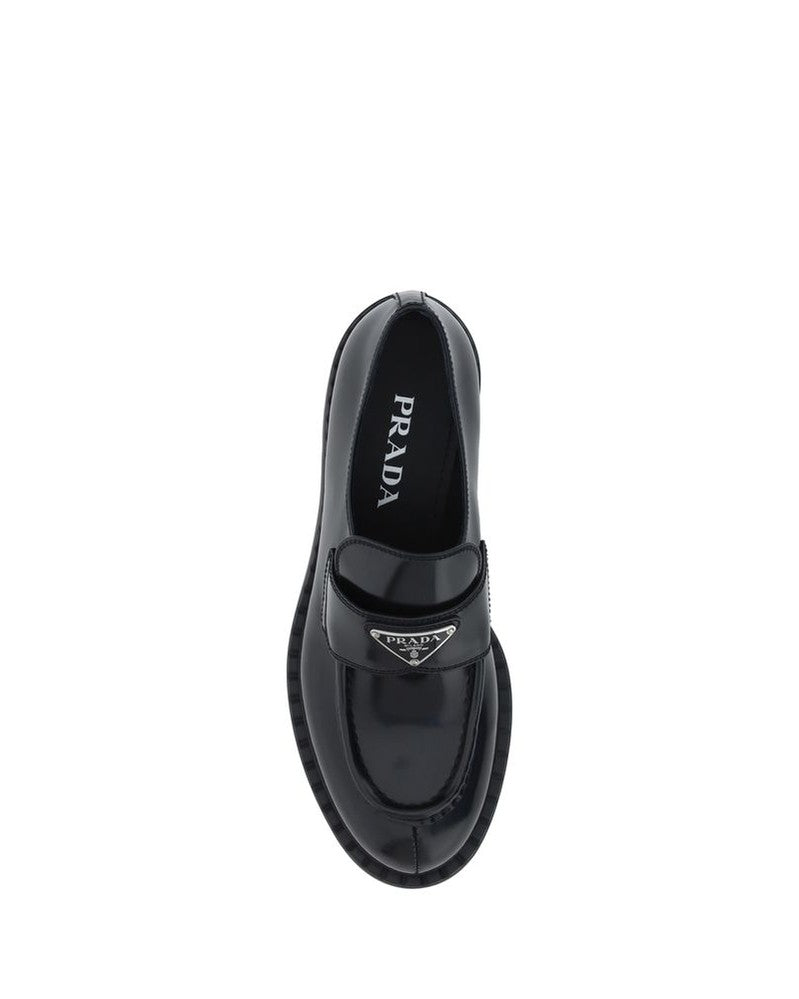 Prada Black Calf Leather Bos Taurus Slip On Loafers Glam Steals