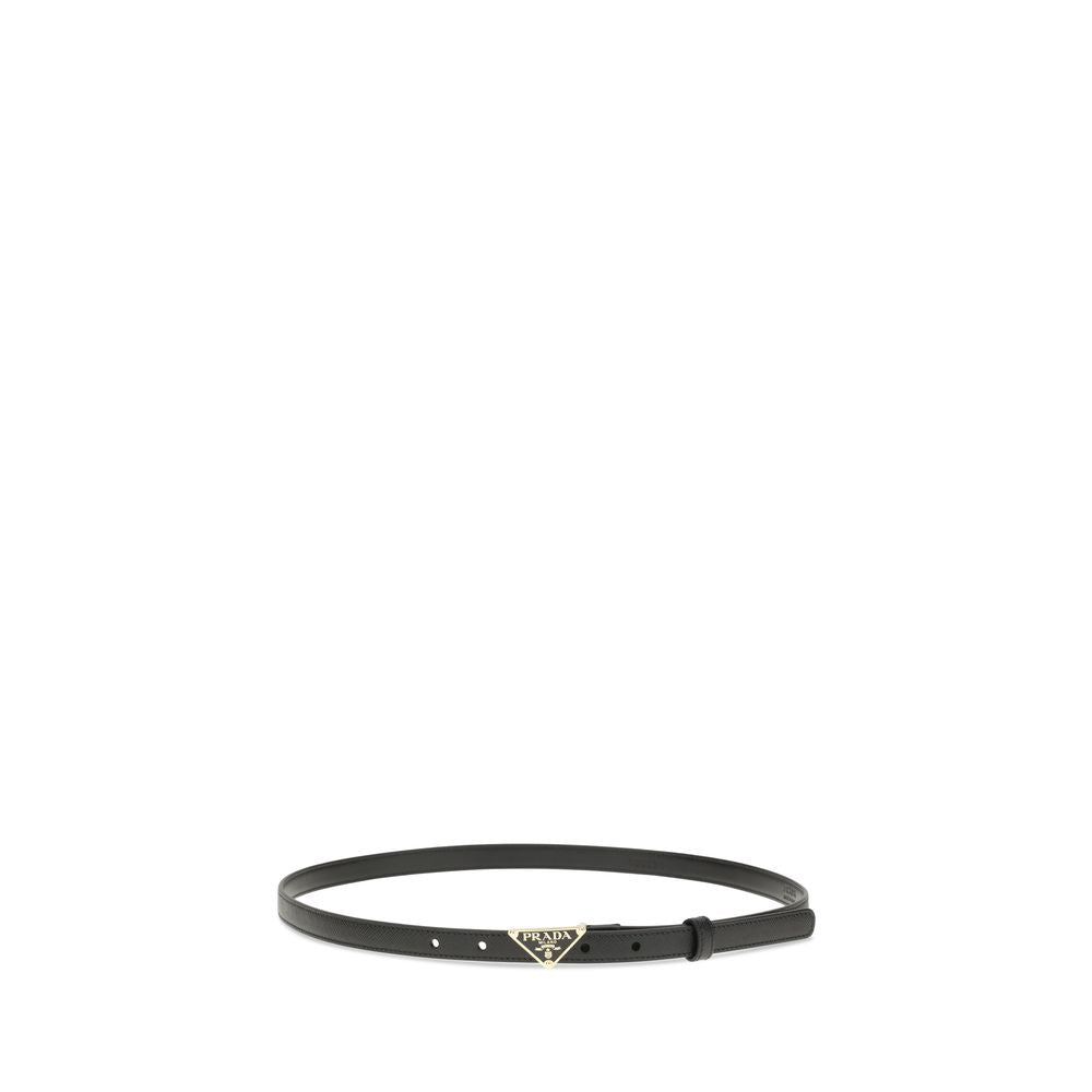 Prada Black Calf Leather Bos Taurus Thin Belt Glam Steals