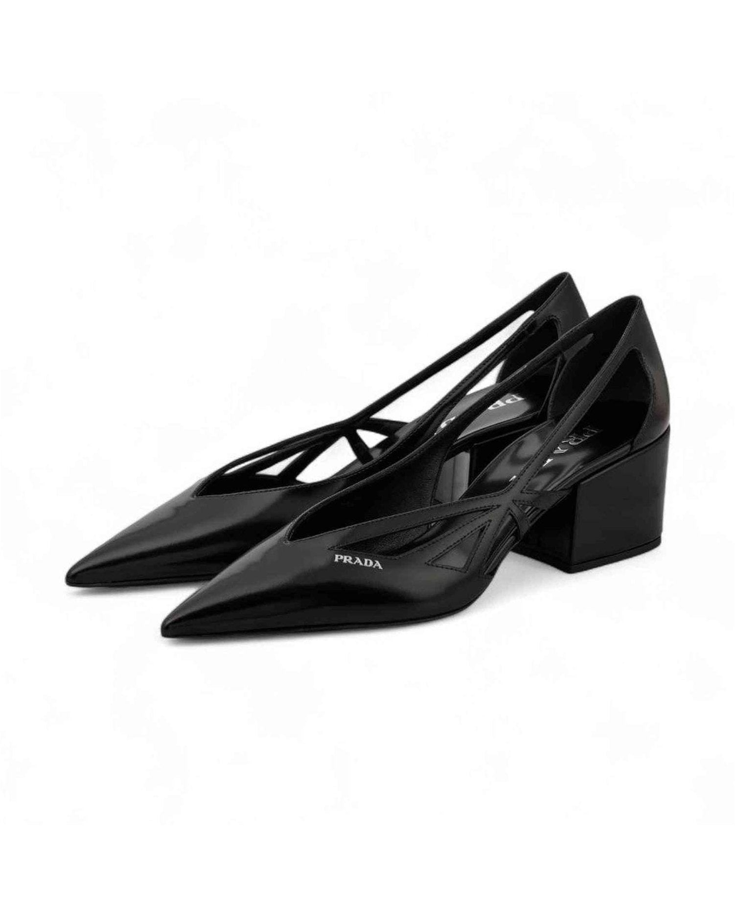 Prada Black Leather Cut Out Pumps 55 Glam Steals