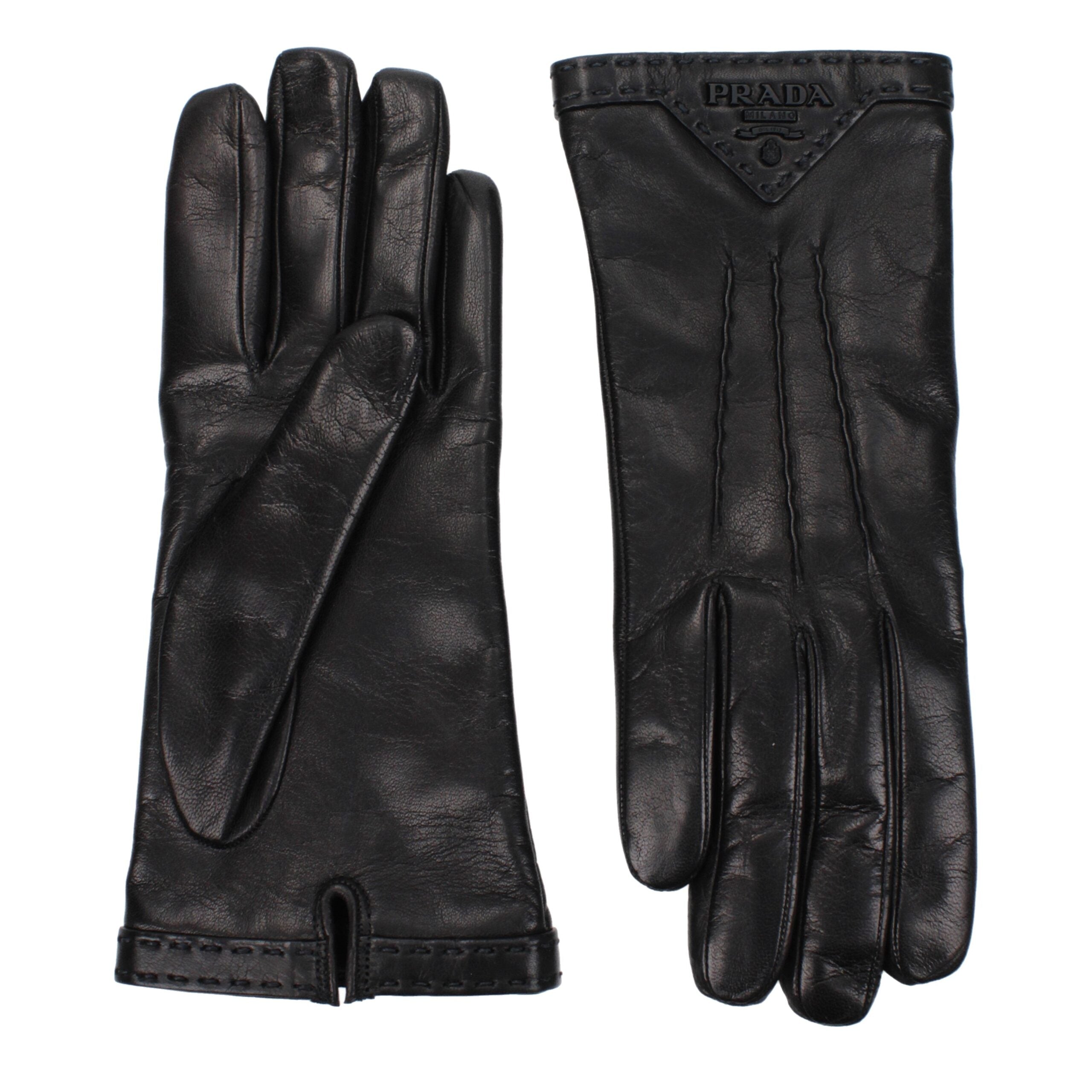 Prada Black Leather Gloves Glam Steals