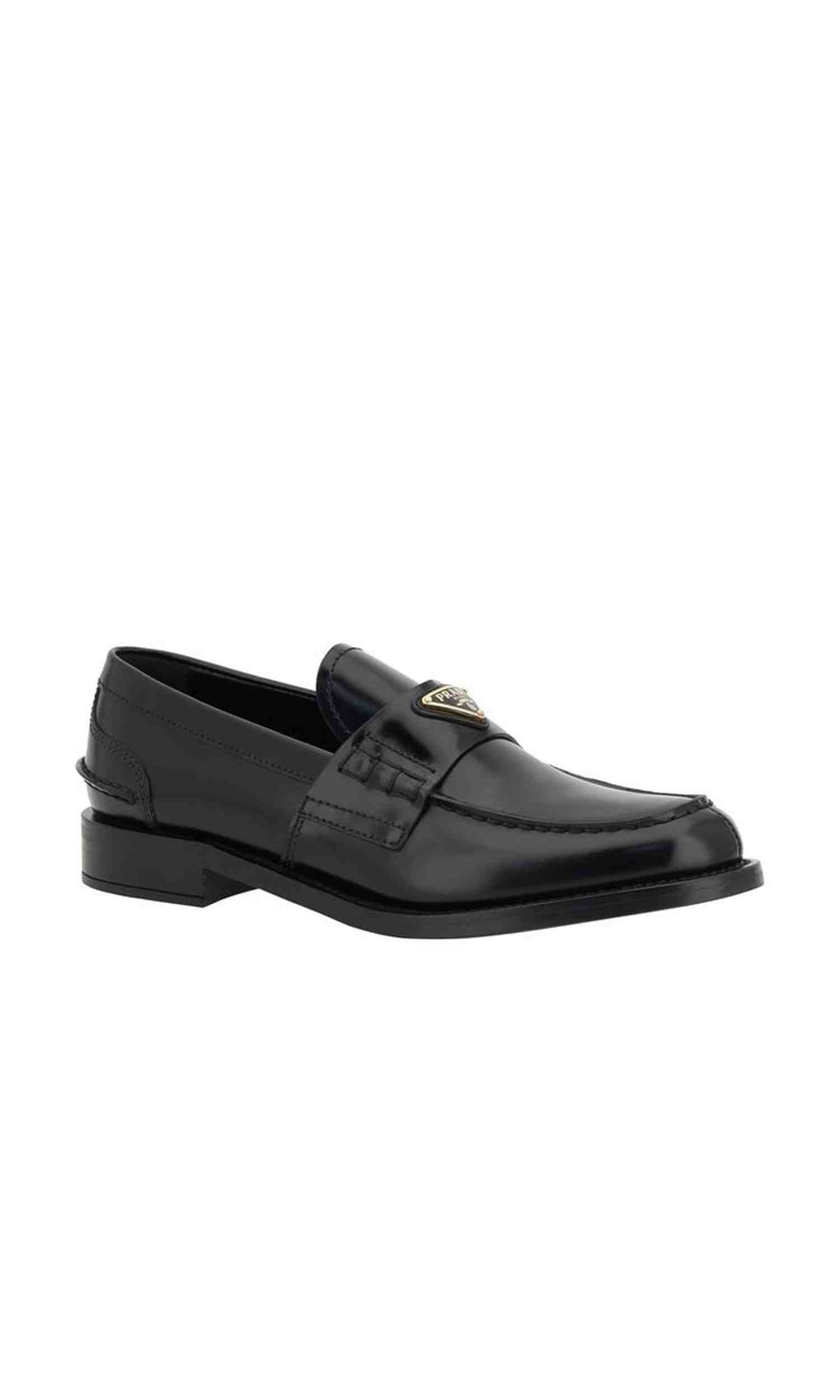 Prada Black Leather Logo Loafers Glam Steals