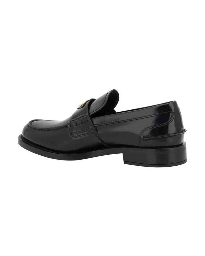 Prada Black Leather Logo Loafers Glam Steals