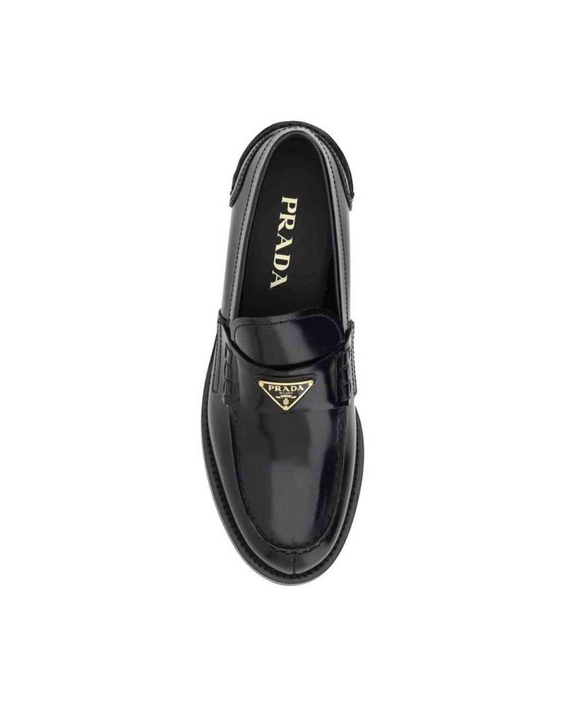 Prada Black Leather Logo Loafers Glam Steals