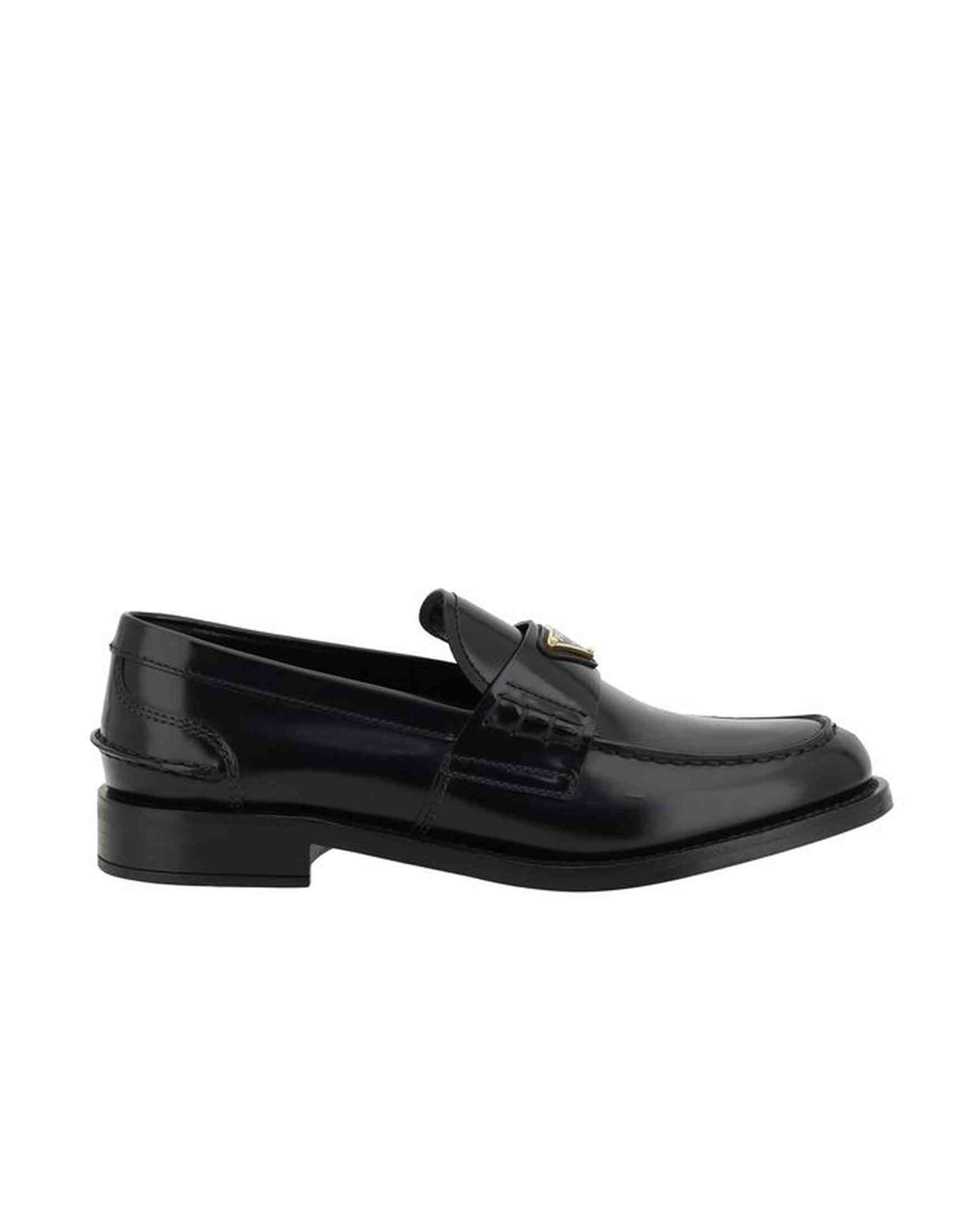 Prada Black Leather Logo Loafers Glam Steals