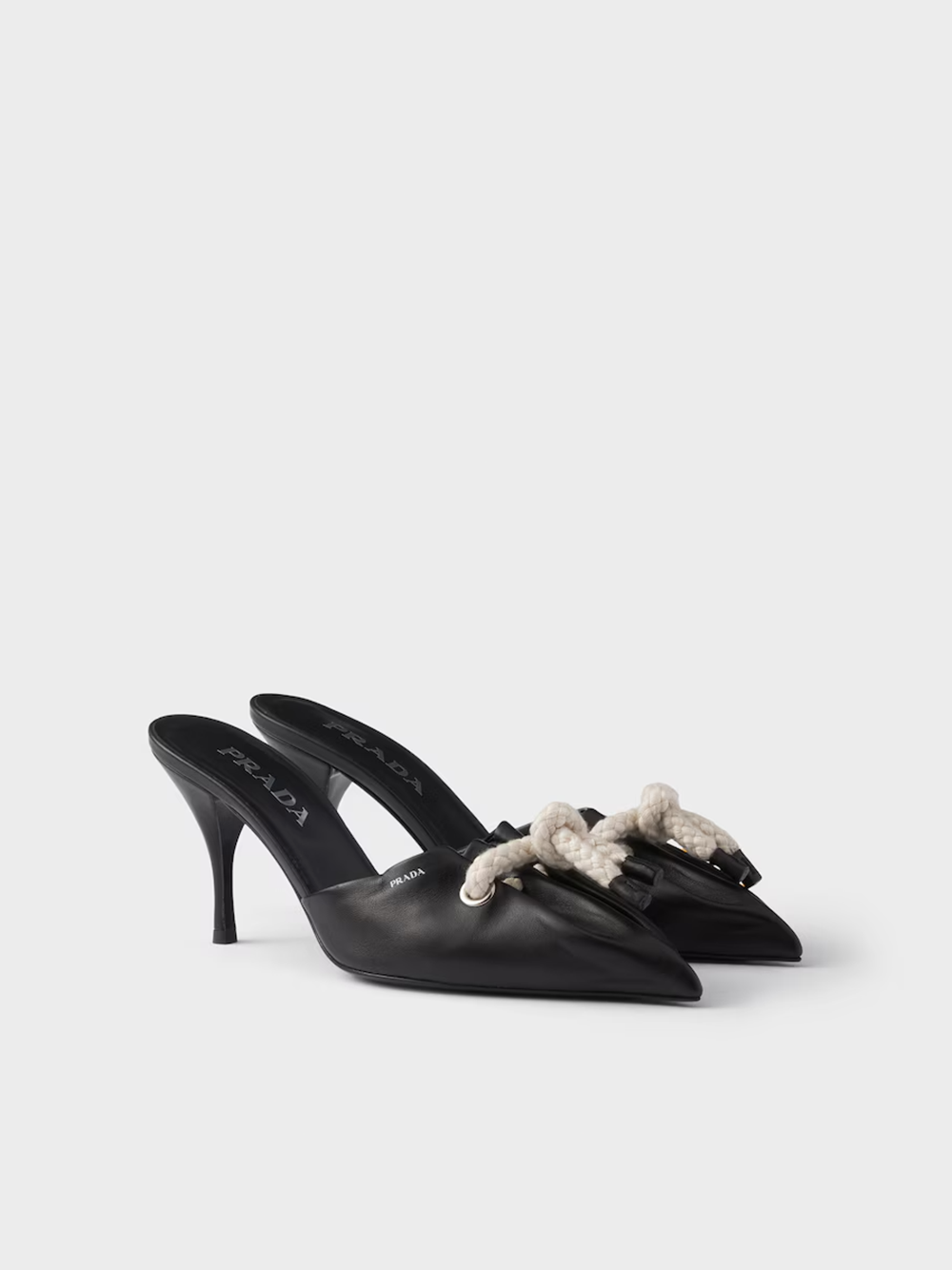 Prada Black Leather Nappa Rope Detail Sandals Glam Steals