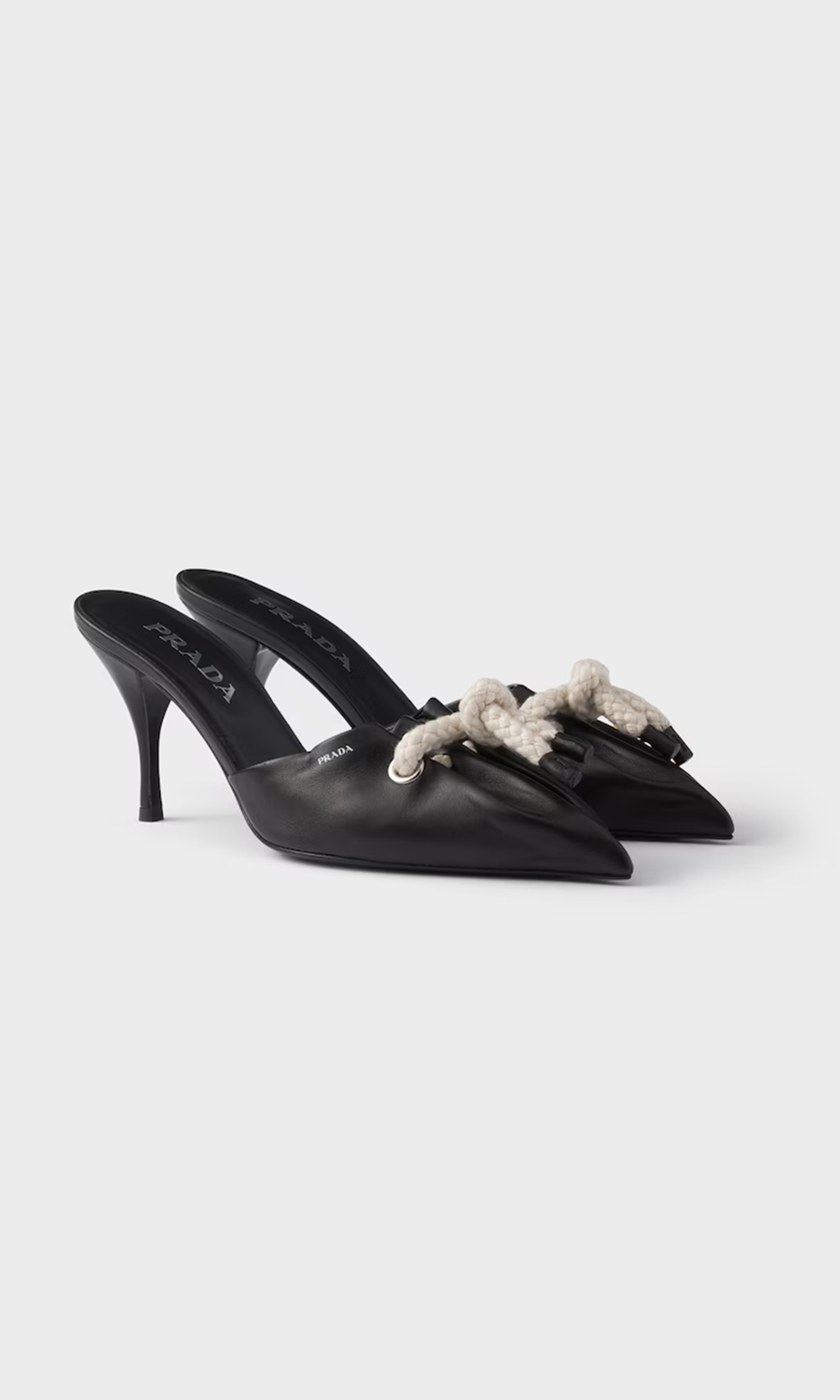 Prada Black Leather Nappa Rope Detail Sandals Glam Steals