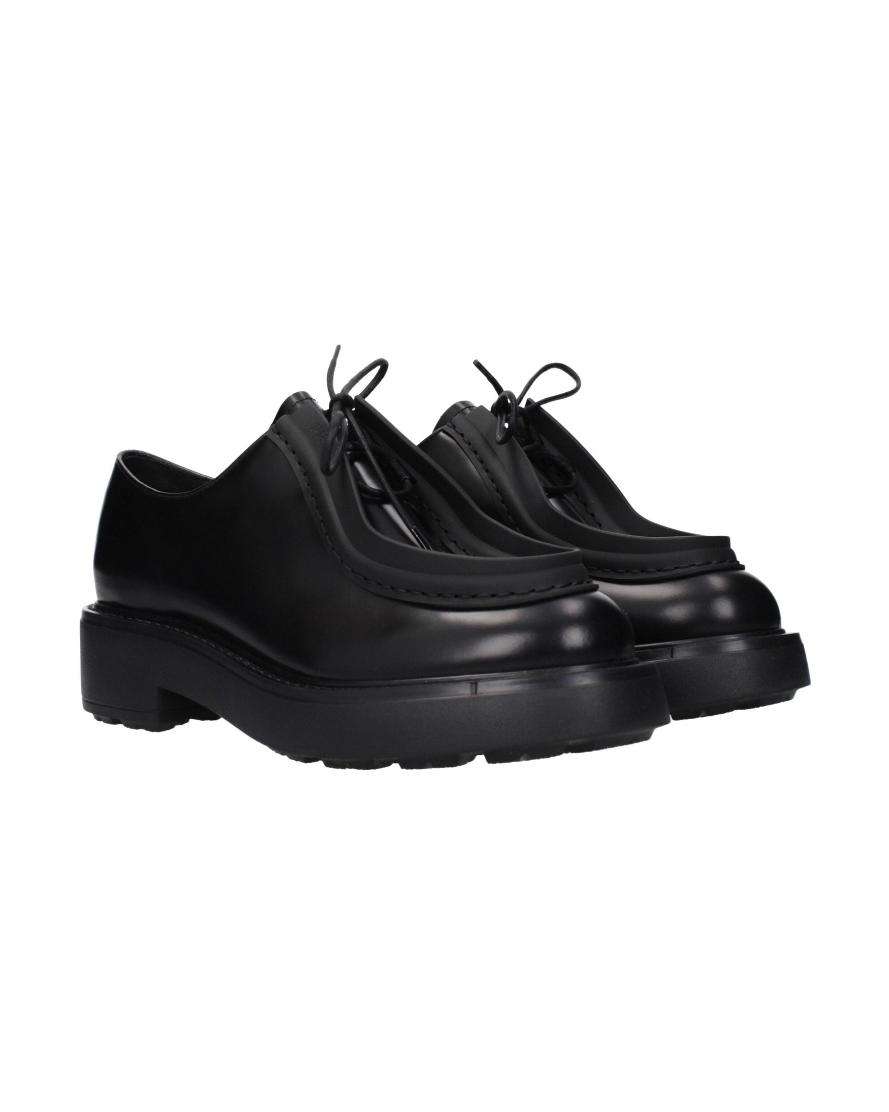 Prada Black Leather Oxfords and Derbies Glam Steals
