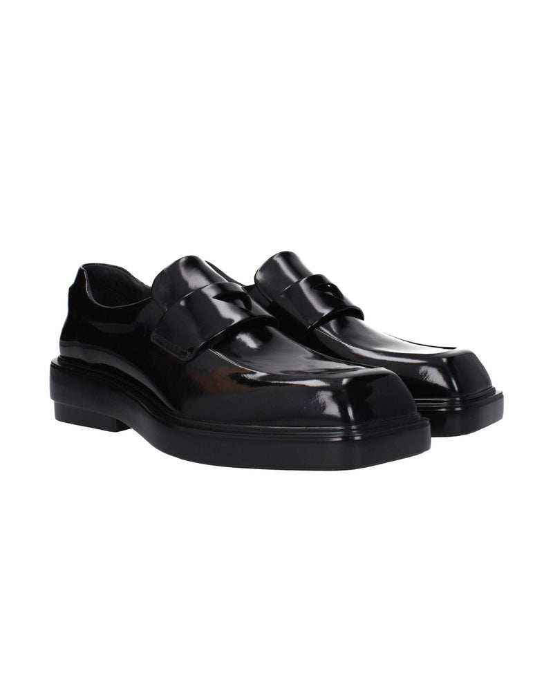 Prada Black Leather Slip On Loafers Glam Steals