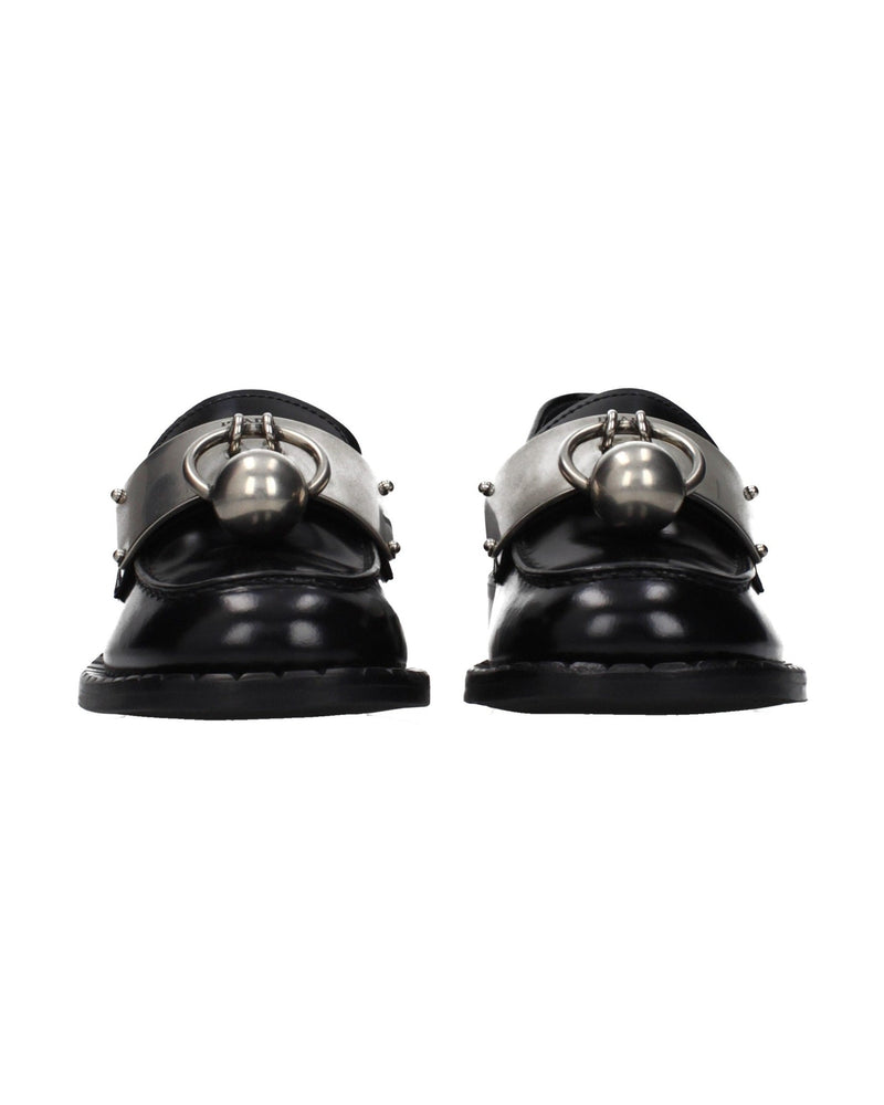 Prada Black Leather Slip On Loafers 