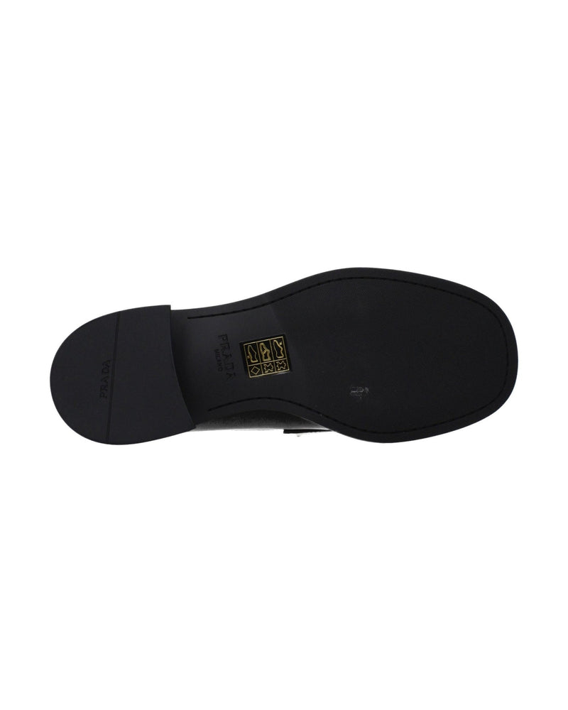 Prada Black Leather Slip On Loafers 