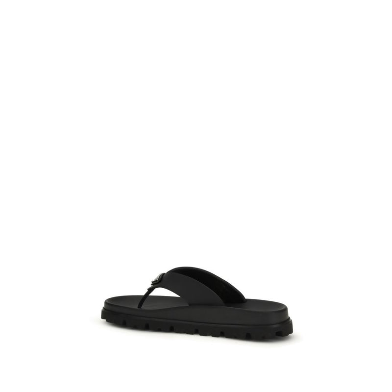 Prada Black Rubber Flip Flop Sandals Glam Steals