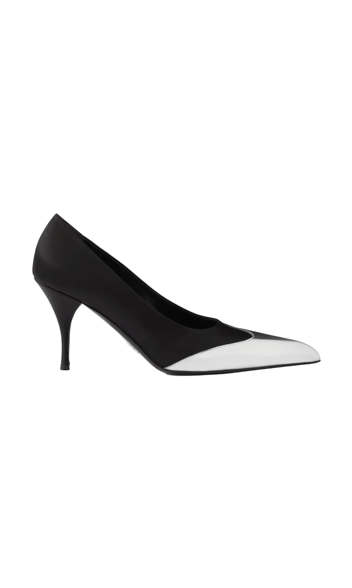 Prada Black Satin And Metallic Silver Leather Pumps Glam Steals