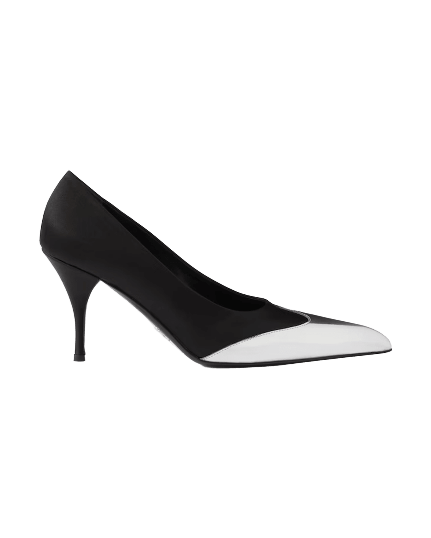 Prada Black Satin And Metallic Silver Leather Pumps Glam Steals