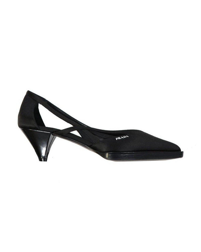 Prada Black Silk Mid Heel Pumps Glam Steals