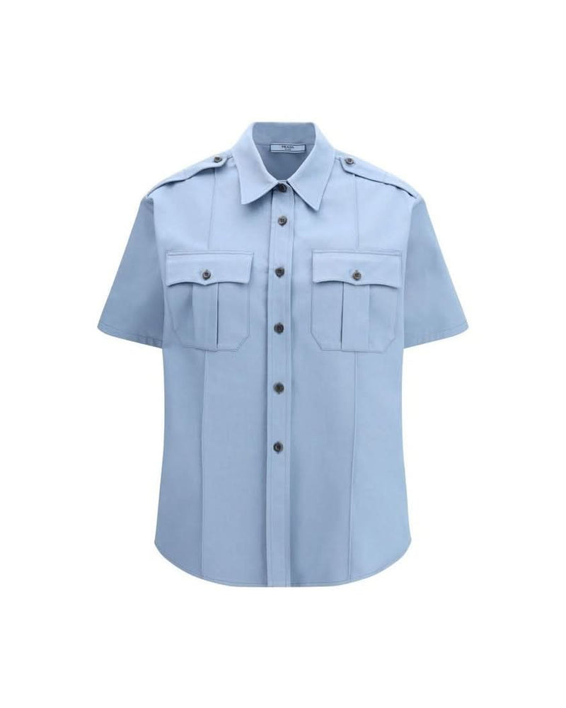 Prada Blue Cotton Shortsleeve Shirt 