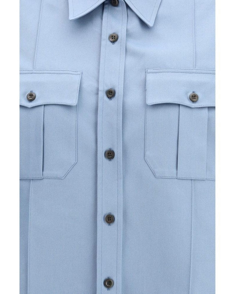 Prada Blue Cotton Shortsleeve Shirt Glam Steals