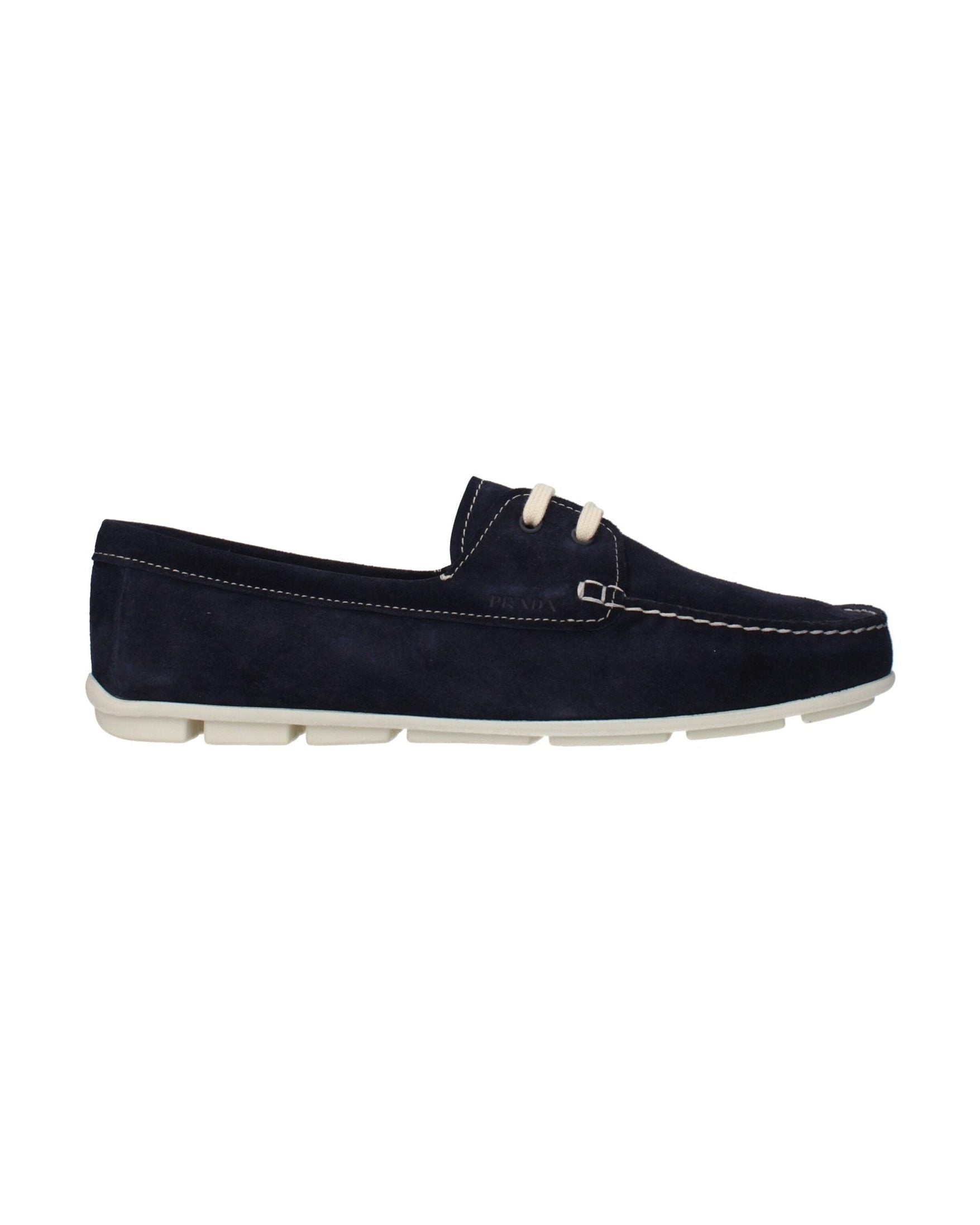 Prada Blue Leather Slip On Loafers Flats
