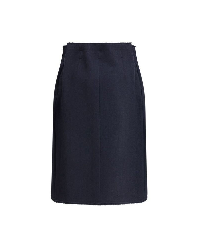 Prada Blue Wool Fleece Midi Skirt Glam Steals
