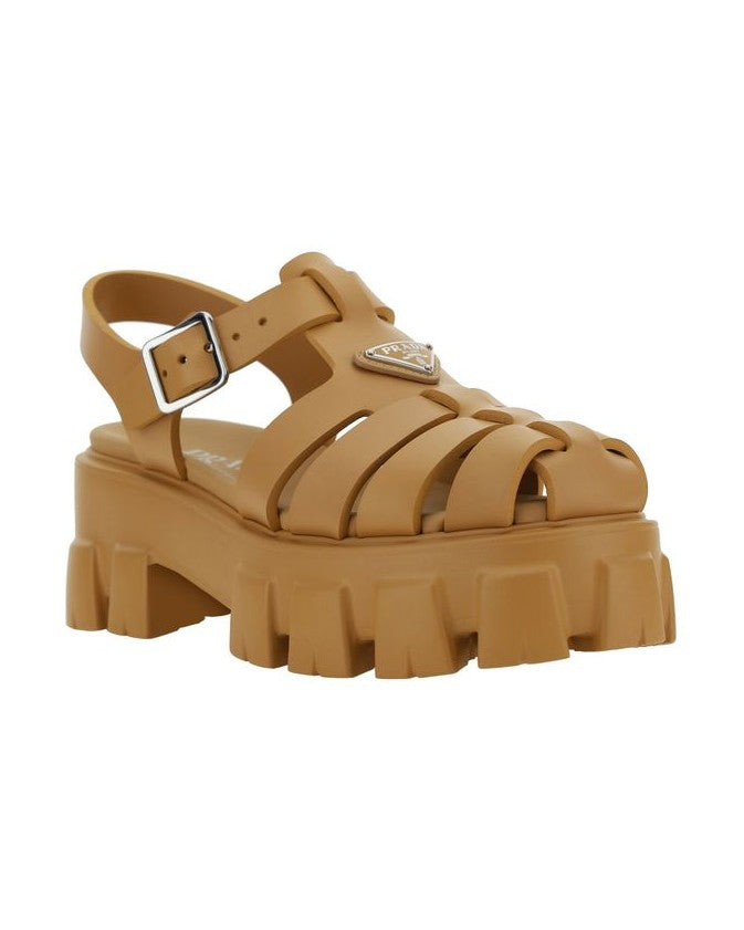 Prada Brown Acetate Platform Sandals 
