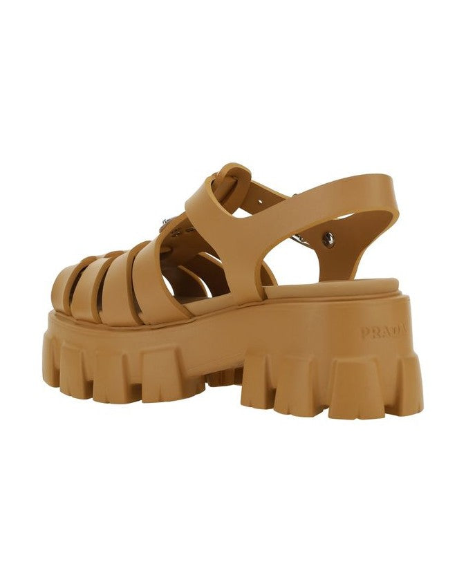 Prada Brown Acetate Platform Sandals 