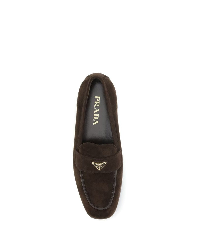 Prada Brown Calf Leather Bos Taurus Slip On Loafers Glam Steals