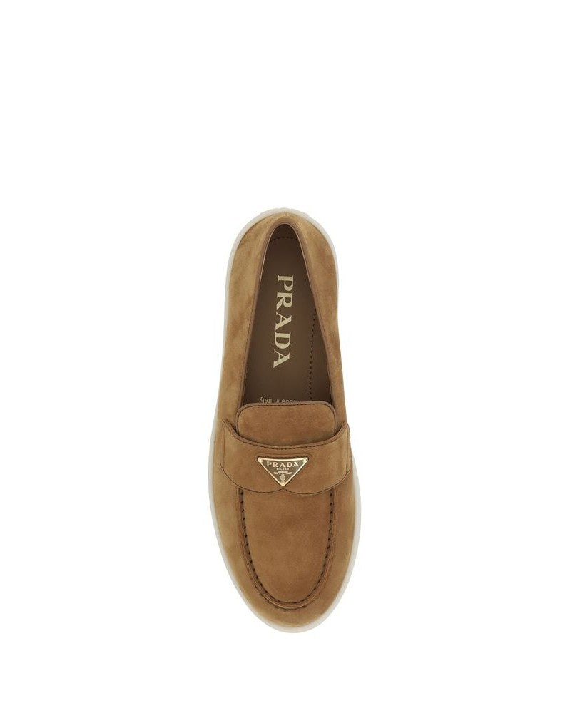 Prada Brown Calf Leather Bos Taurus Slip On Loafers 
