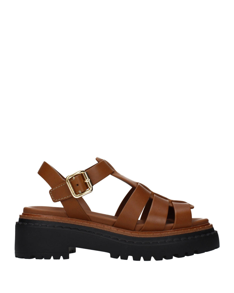 Prada Brown Leather Platform Sandals 