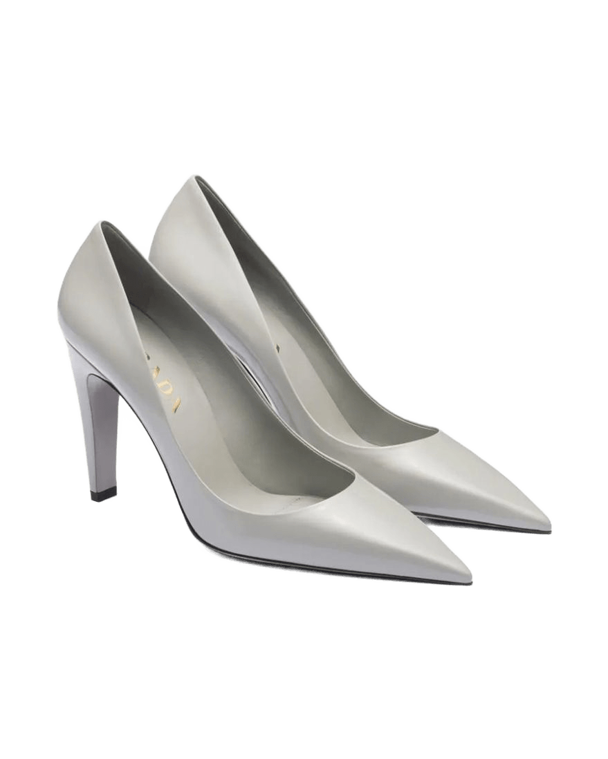 Prada Gray Leather High Heels Glam Steals