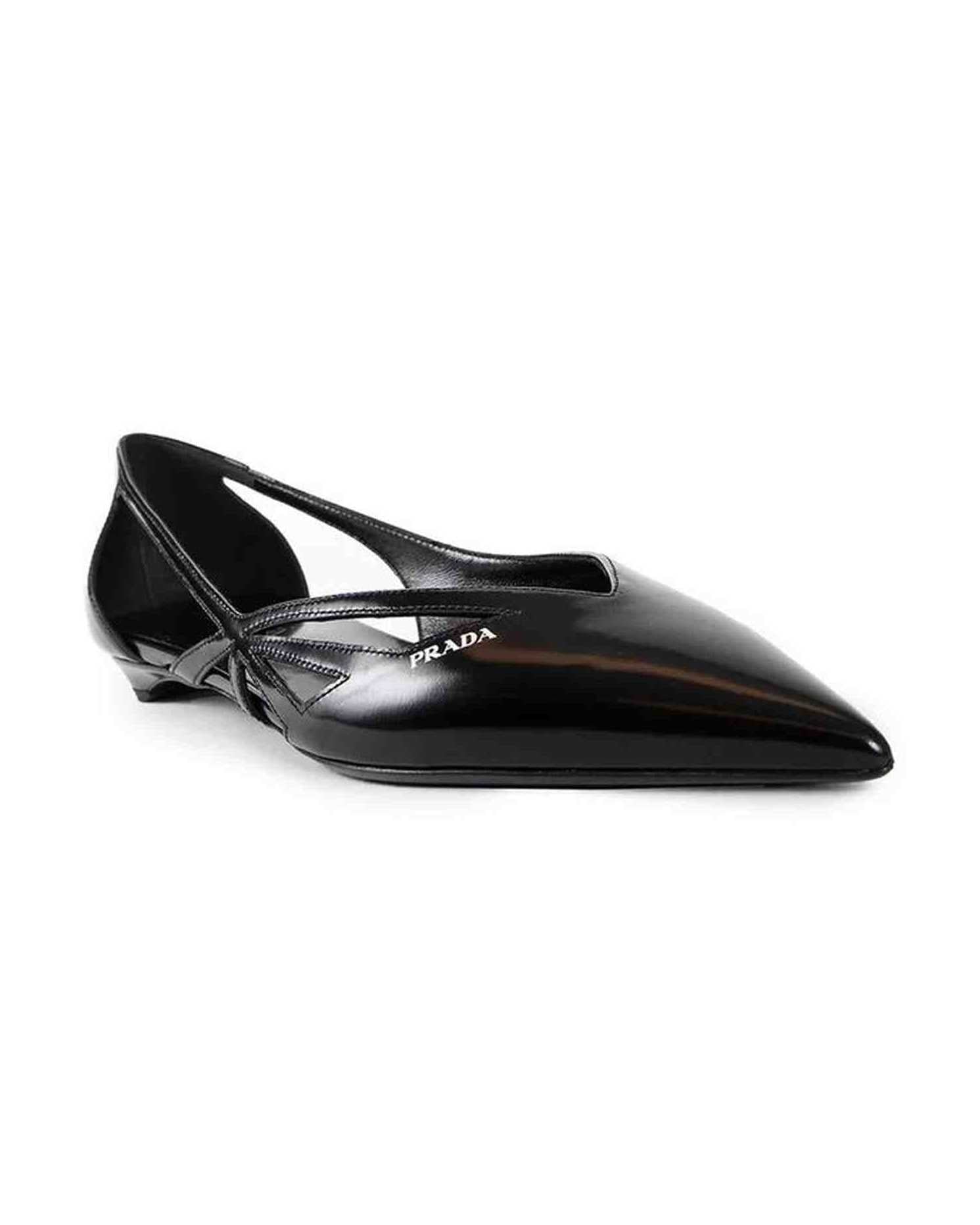 Prada Leather Brushed Cut Out Ballerina Flats Glam Steals