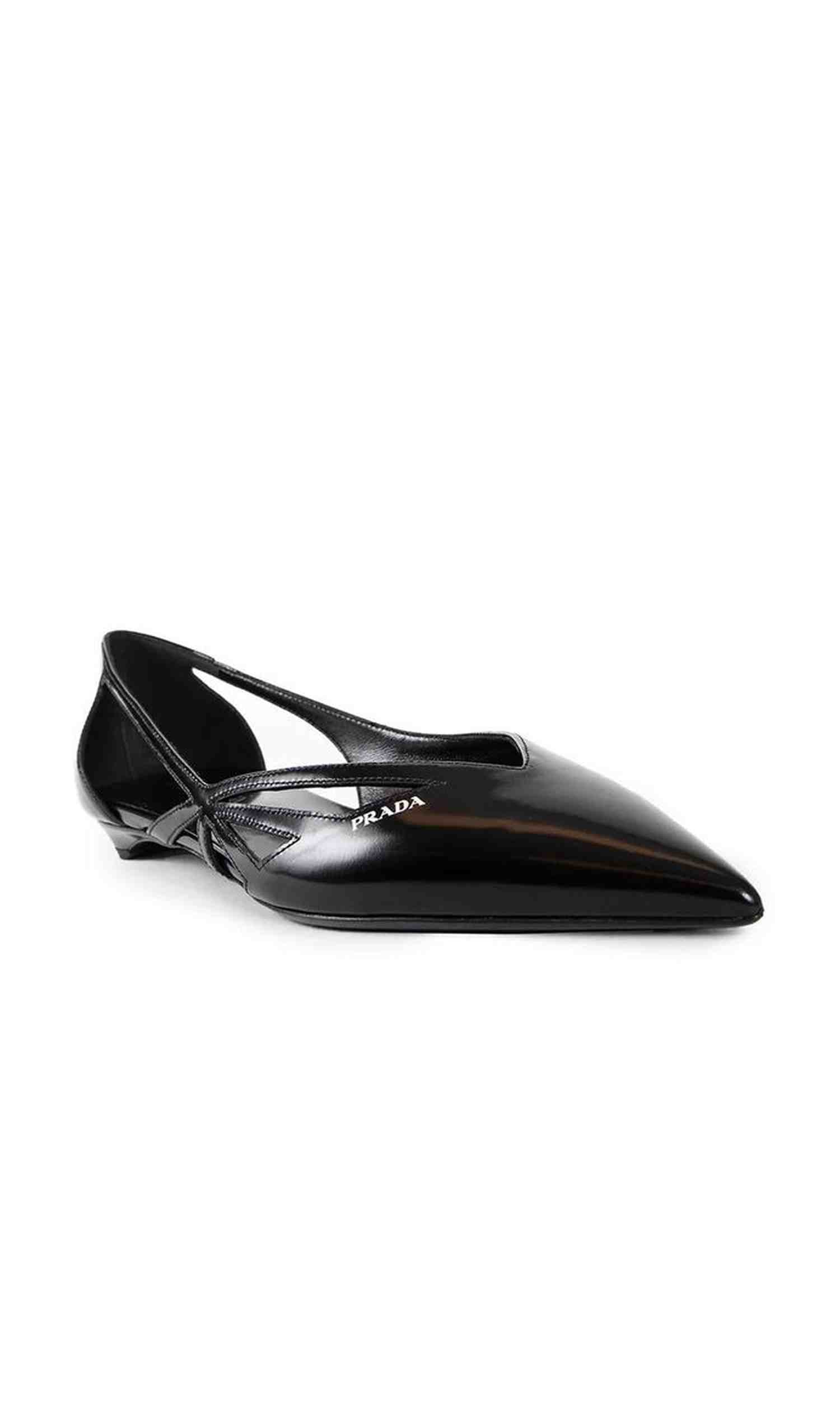 Prada Leather Brushed Cut Out Ballerina Flats Glam Steals