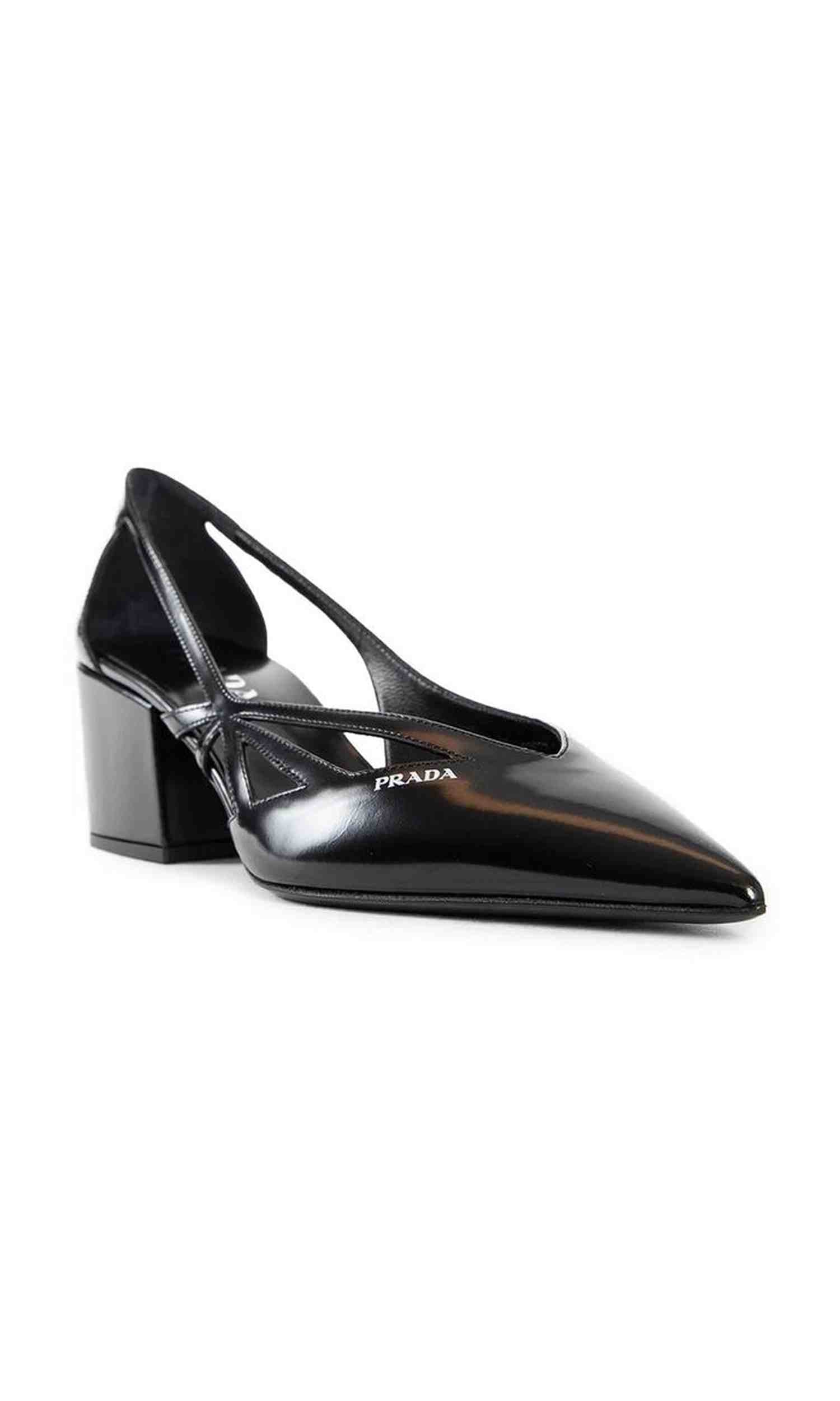 Prada Leather Brushed Cut Out Pumps Glam Steals
