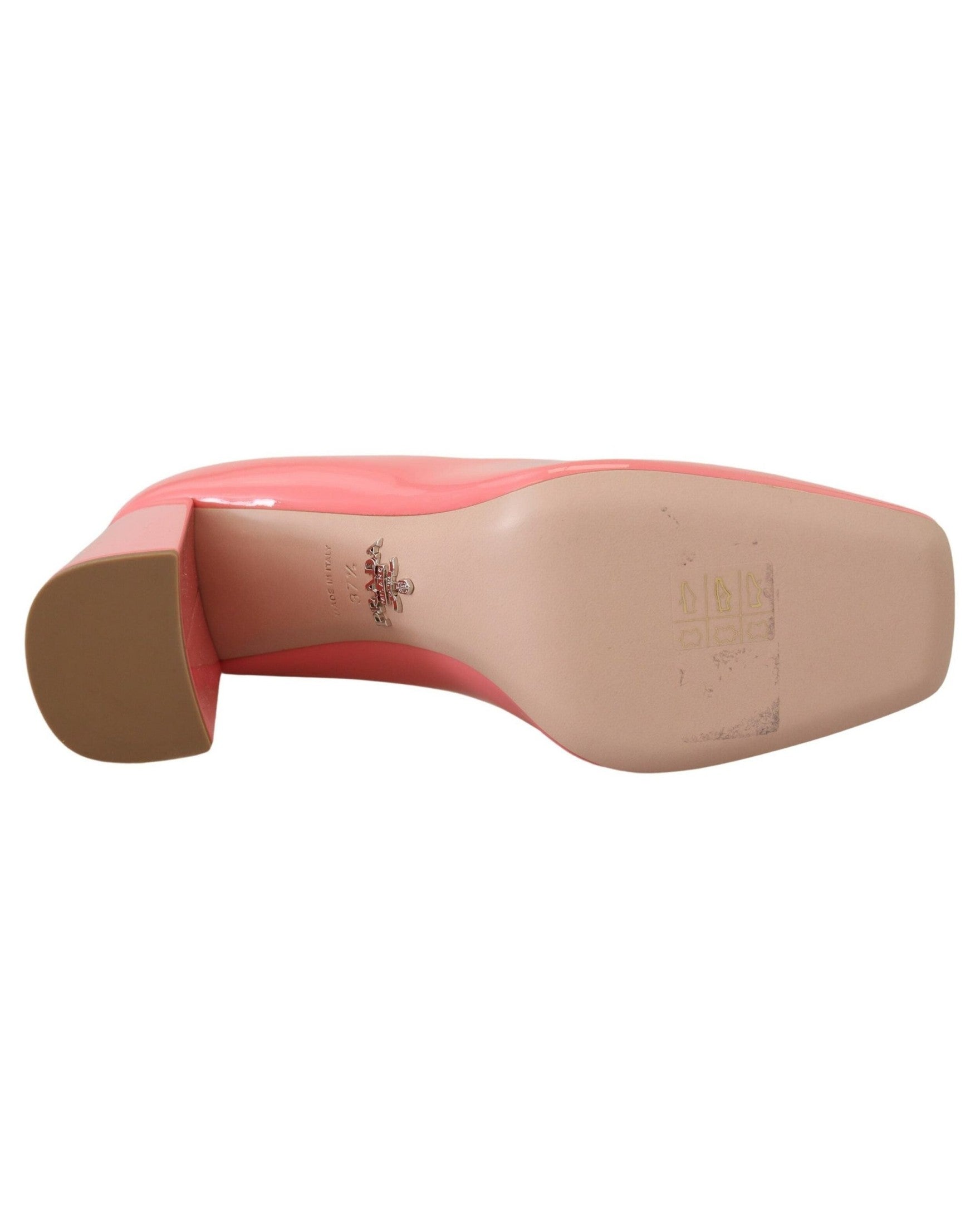 Prada Pink Leather Patent Block Heels Heels