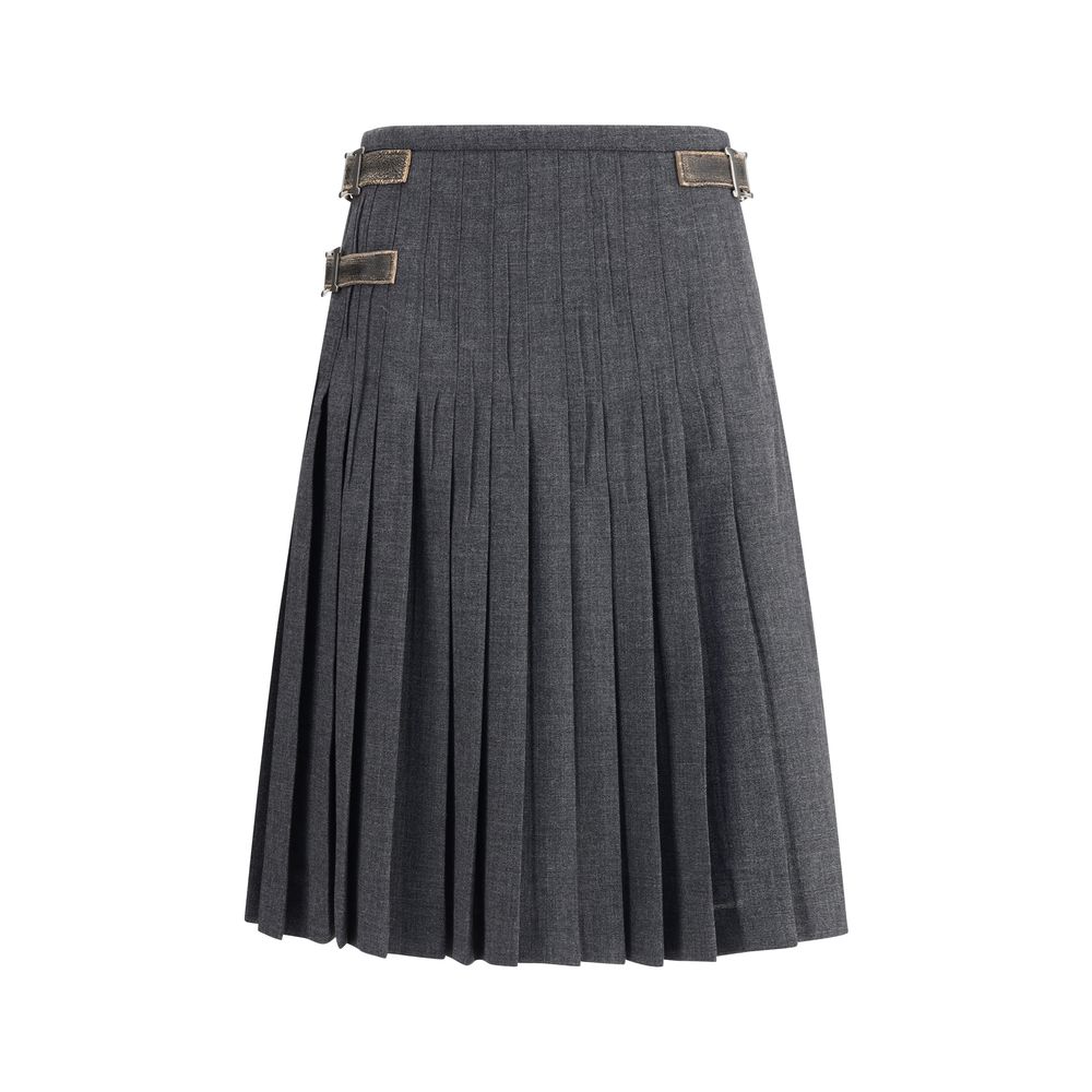 Prada Pleated Skirt In Kid Mohair Glam Steals