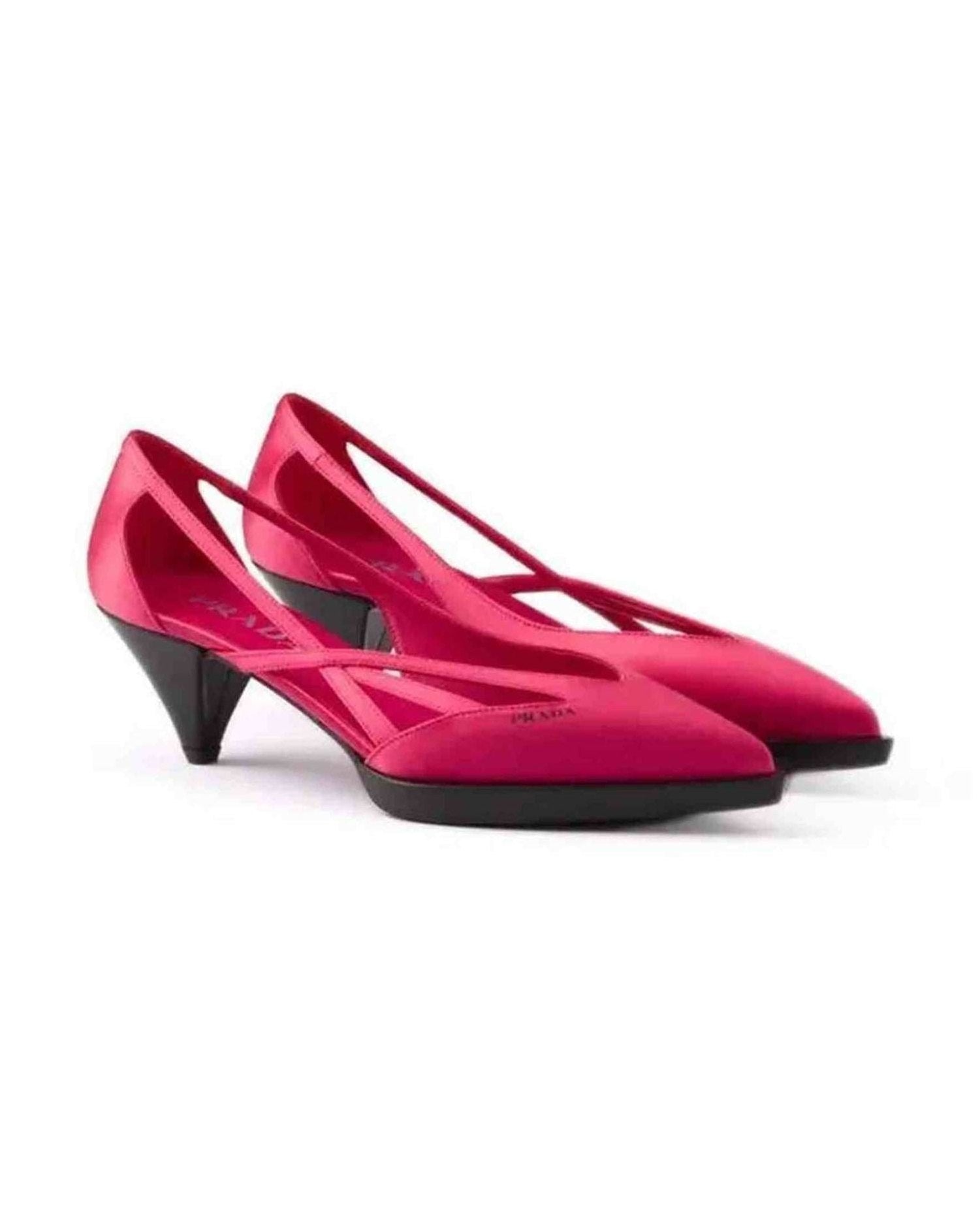 Prada Satin 55Mm Cut Out Pumps Glam Steals