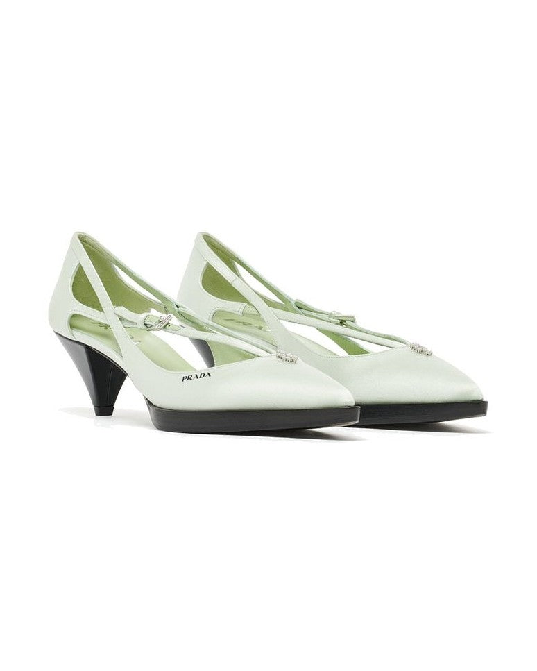 Prada Silk Mid Heel Pumps 
