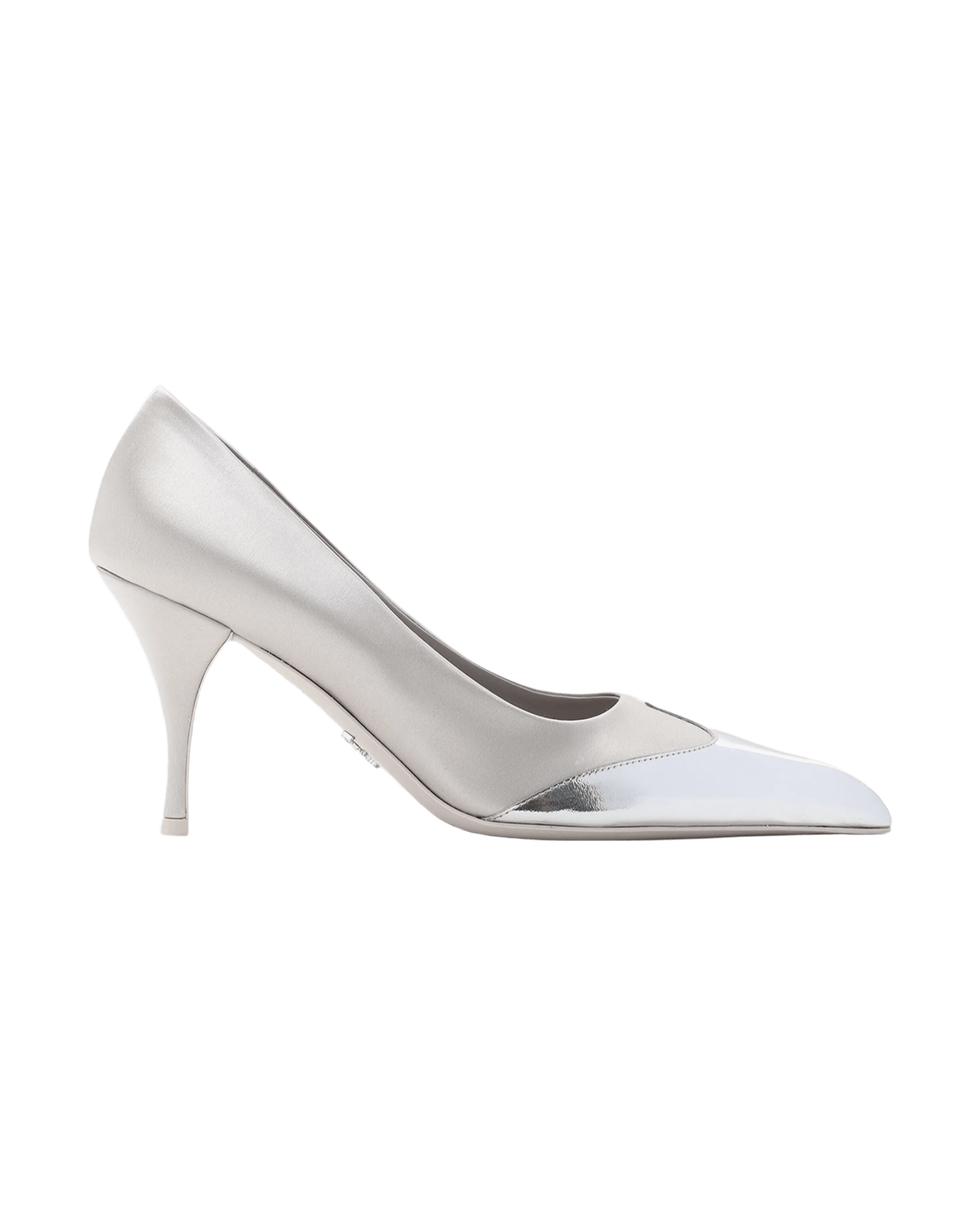 Prada Silver Satin And Metallic Leather Pumps Glam Steals