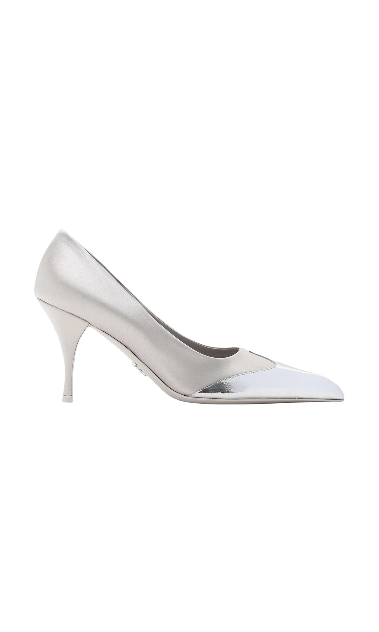 Prada Silver Satin And Metallic Leather Pumps Glam Steals