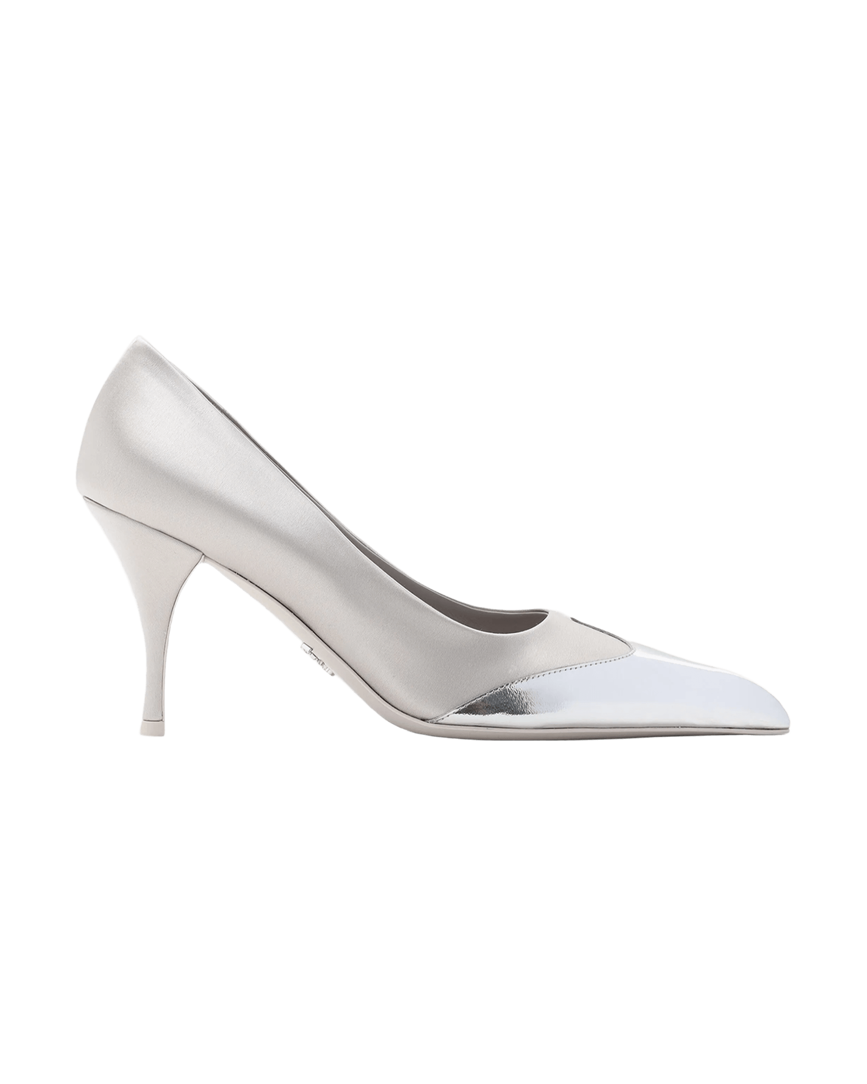 Prada Silver Satin And Metallic Leather Pumps Glam Steals