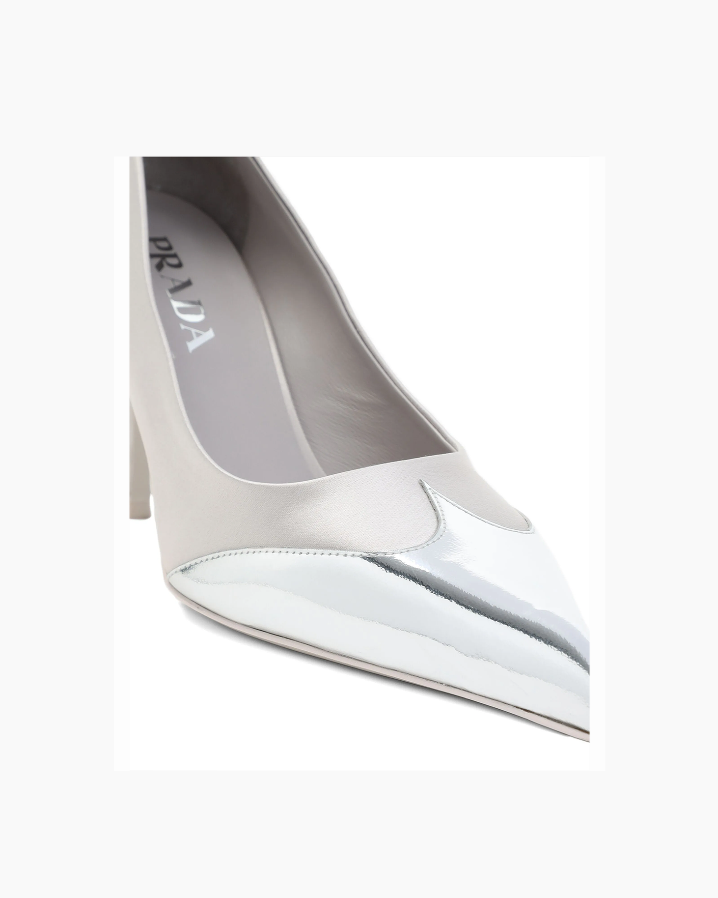 Prada Silver Satin And Metallic Leather Pumps Glam Steals