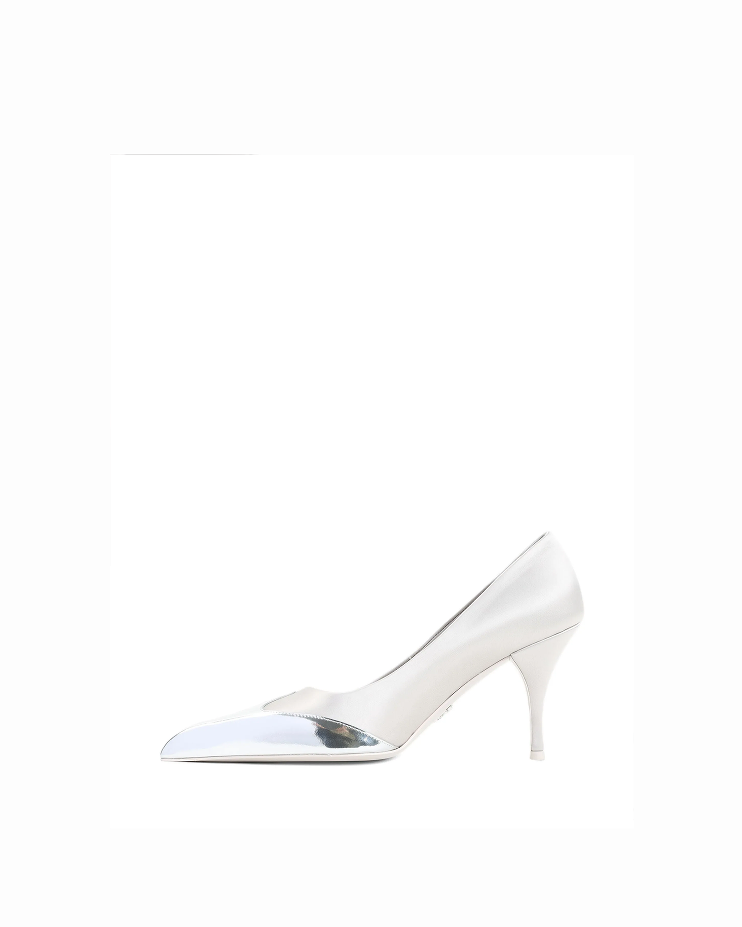 Prada Silver Satin And Metallic Leather Pumps Glam Steals