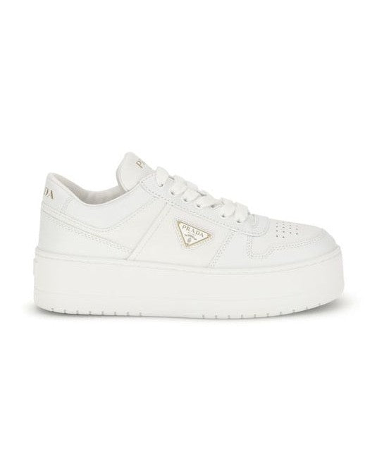 Prada White Calf Leather Bos Taurus Platform Sneakers Sneakers